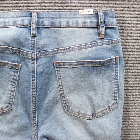 Almost Famous Jeans Women's 3 Blue Super Flare Bell Bottom Distressed Raw Hem - Picture 6 of 11